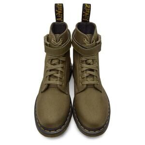 DR MARTENS 1460 FUTURA OLIVE EXTRA TOUGH 50/50 STRAP LACE UP BOOTS  US M 8/W 9